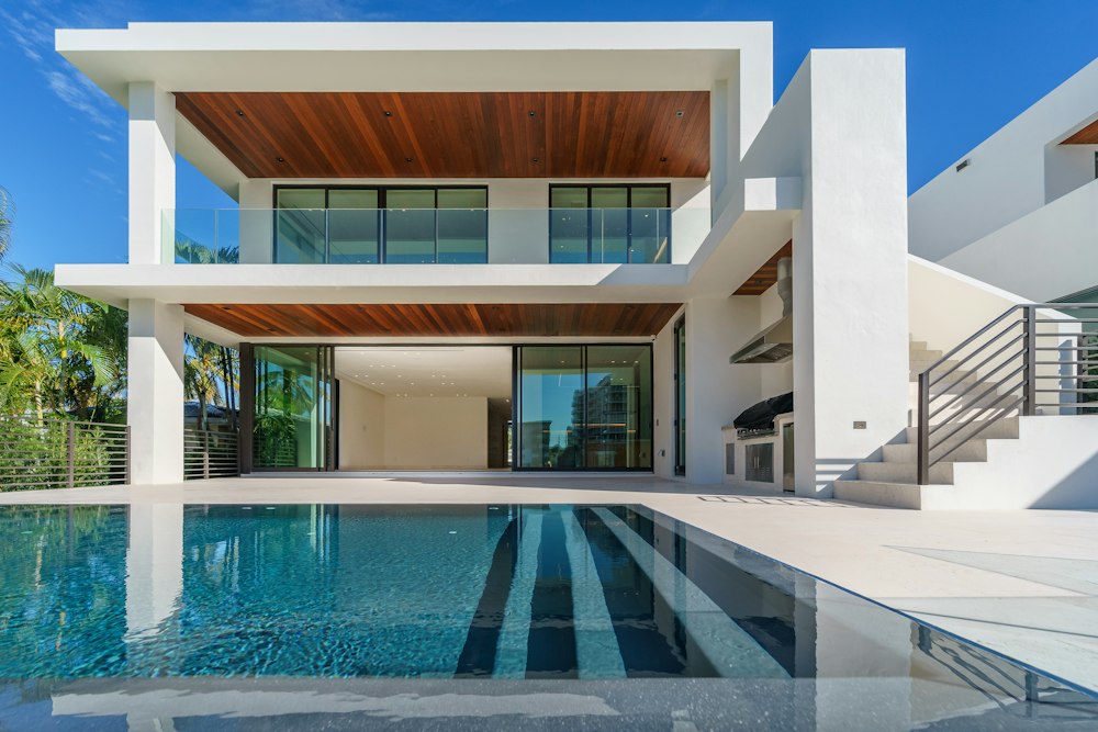 Illustrative vacation villa with a pool